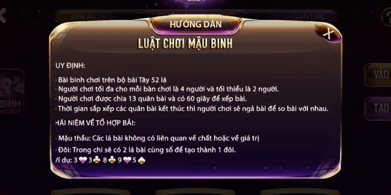 Mức độ mạnh - yếu của bài trong game mậu binh Gemwin