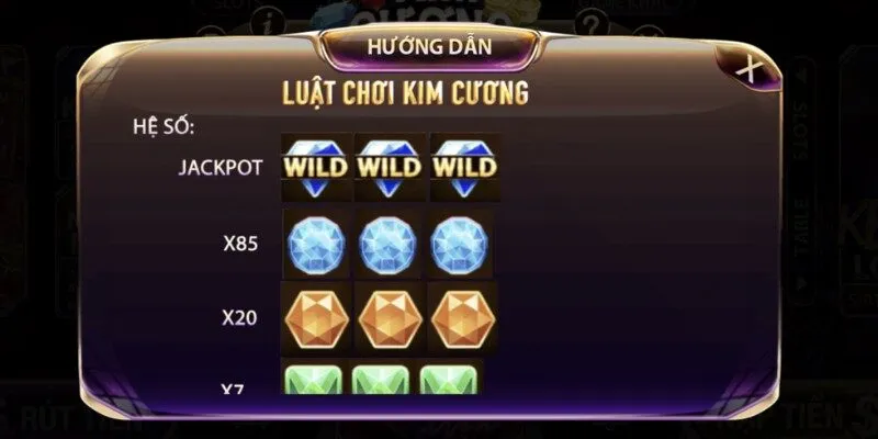 Game nổ hũ Kim Cương đưa ra luật chơi cơ bản, dễ hiểu