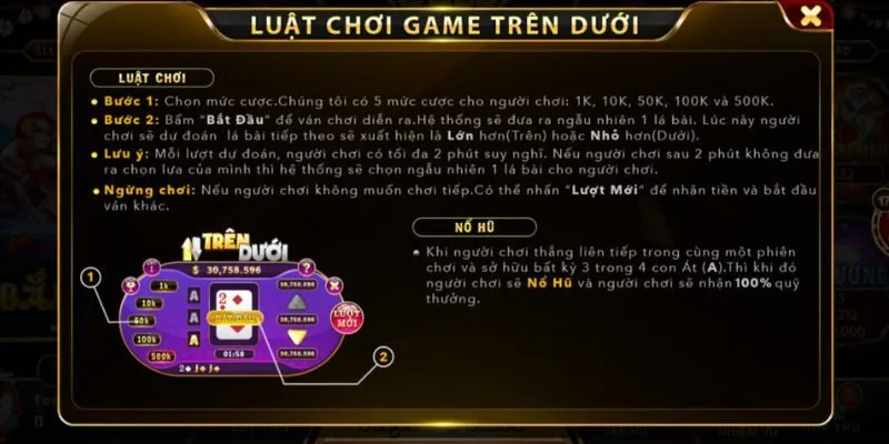  Giới thiệu cách chơi game Trên Dưới Gemwin cho newbie